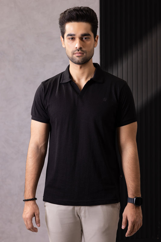 Textured Johnny Collar Polo - 5004