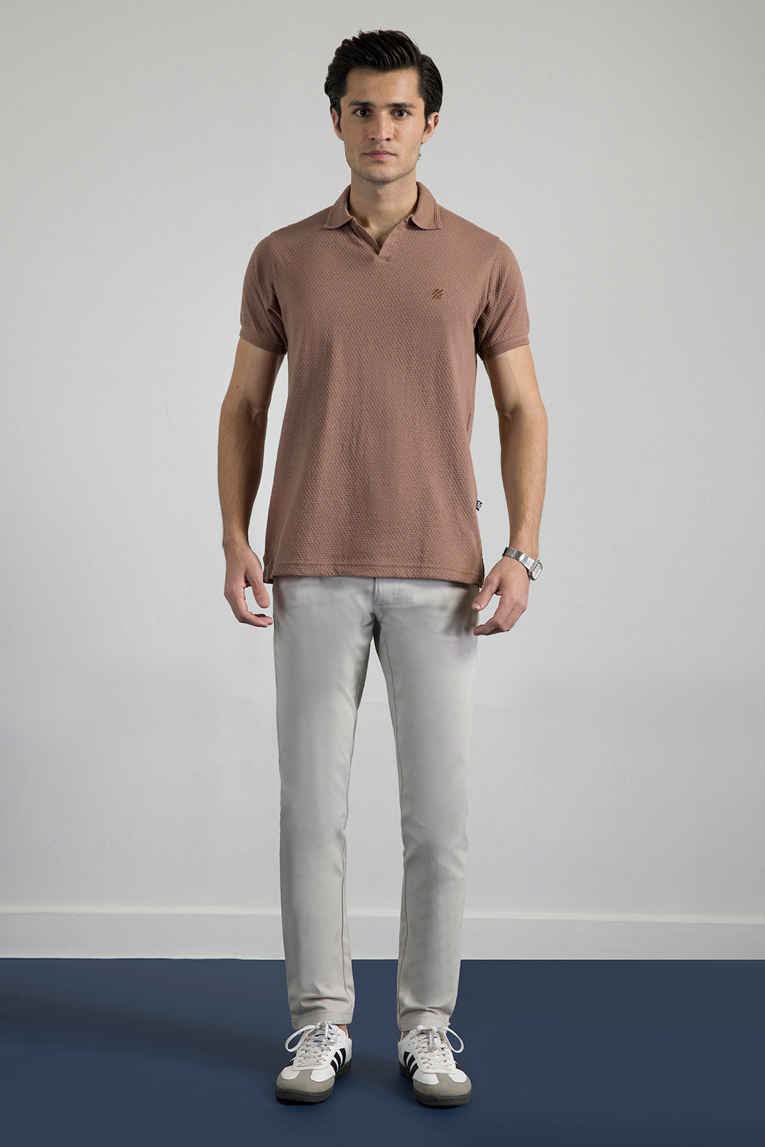 Textured Johnny Collar Polo - 5004