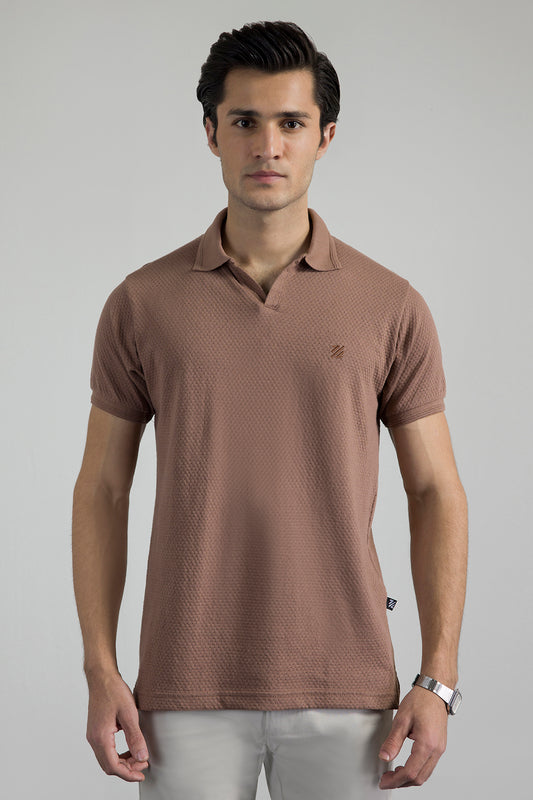 Textured Johnny Collar Polo - 5004