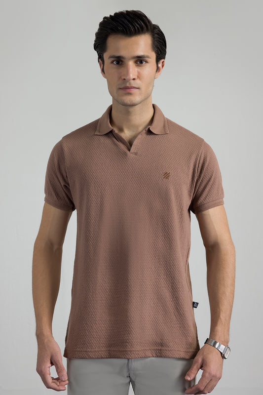 Textured Johnny Collar Polo - 5004