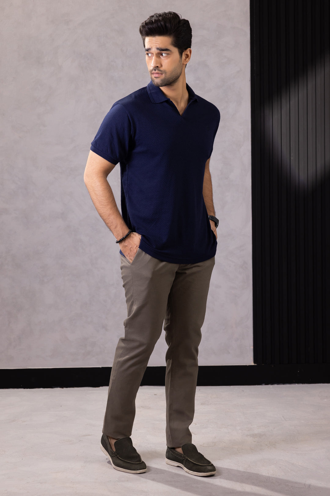 Textured Johnny Collar Polo - 5004