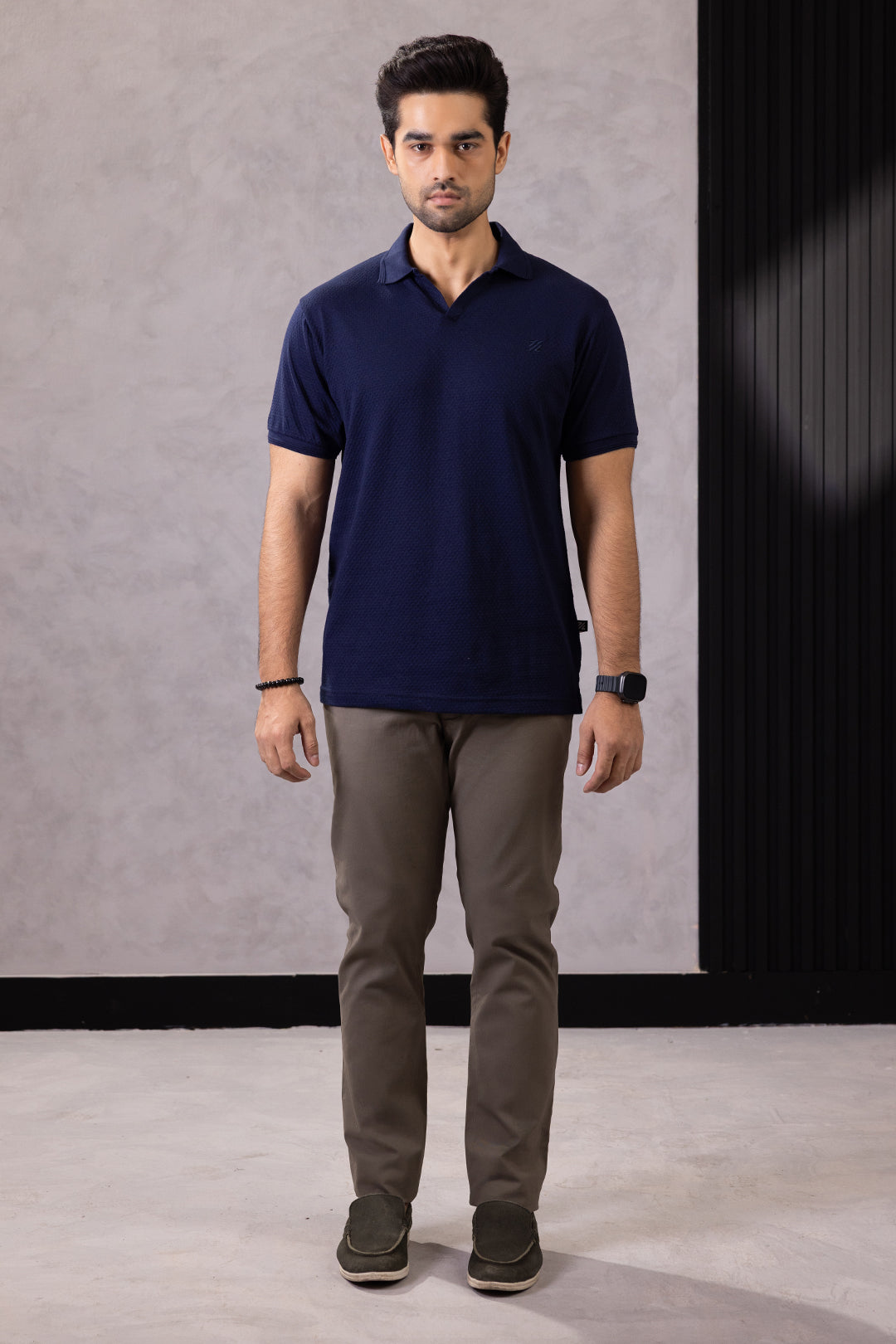 Textured Johnny Collar Polo - 5004