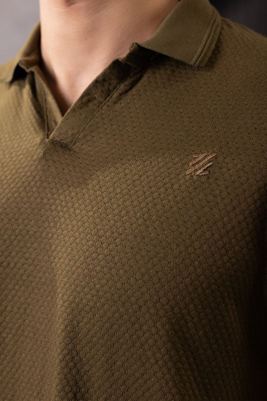 Textured Johnny Collar Polo - 5004