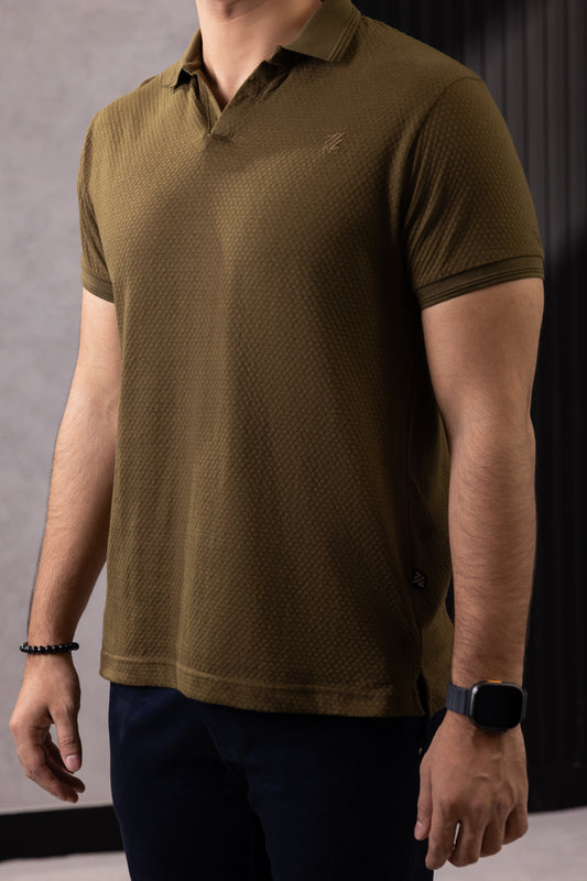 Textured Johnny Collar Polo - 5004