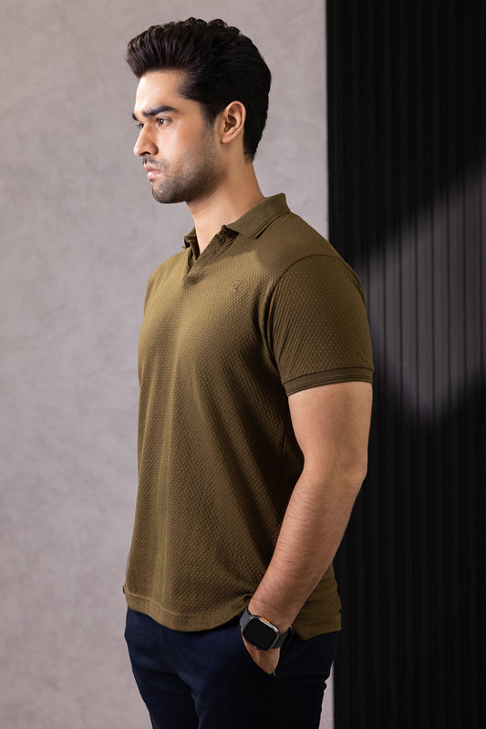 Textured Johnny Collar Polo - 5004