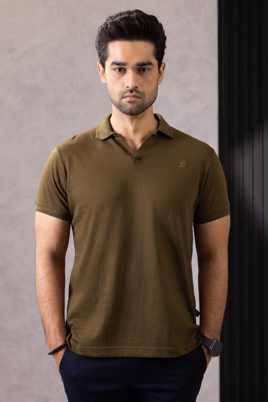 Textured Johnny Collar Polo - 5004