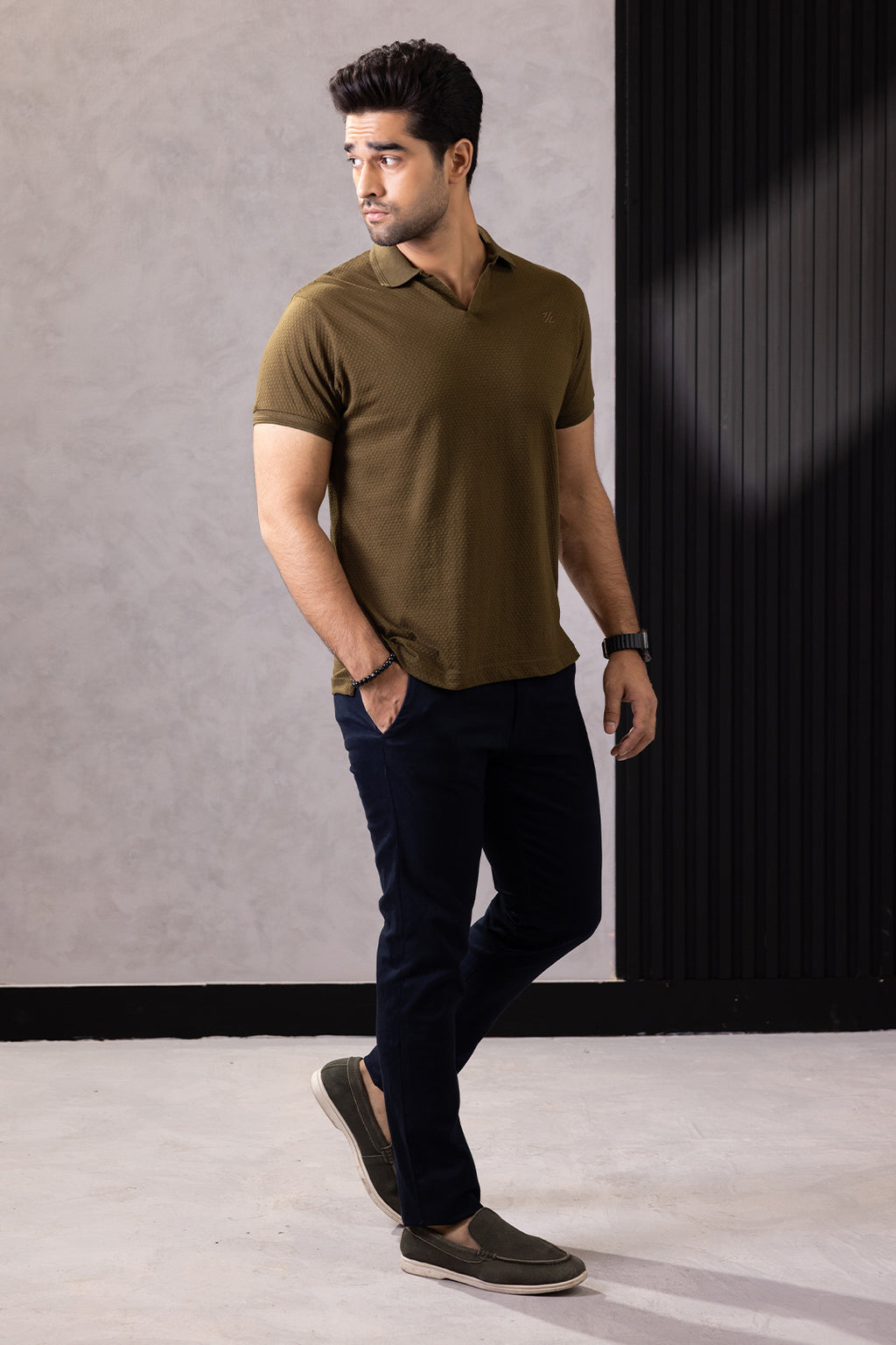 Textured Johnny Collar Polo - 5004