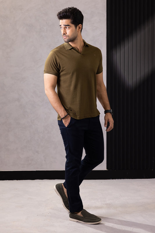 Textured Johnny Collar Polo - 5004