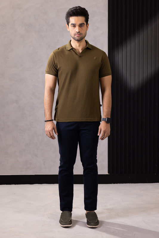 Textured Johnny Collar Polo - 5004
