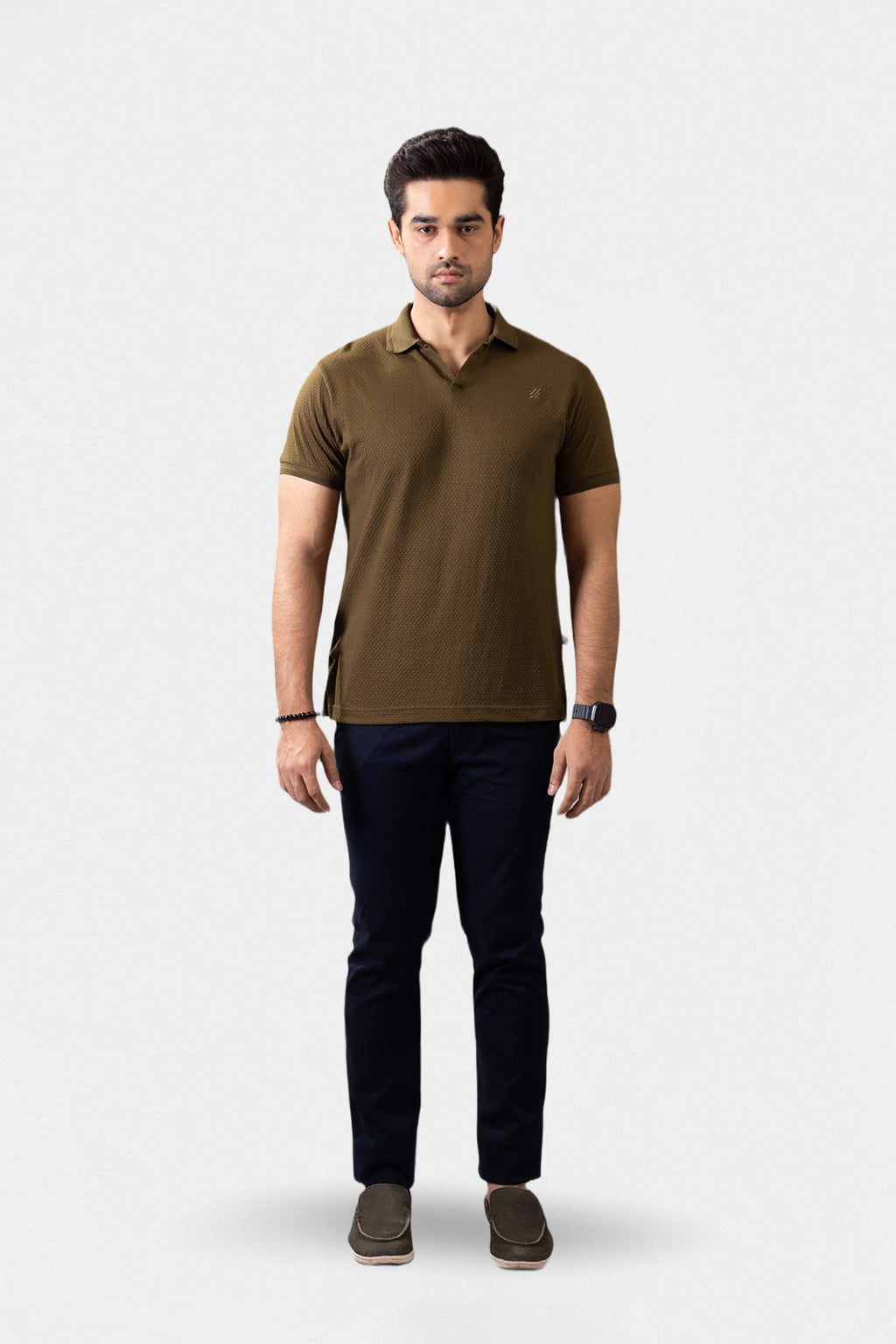 Textured Johnny Collar Polo - 5004