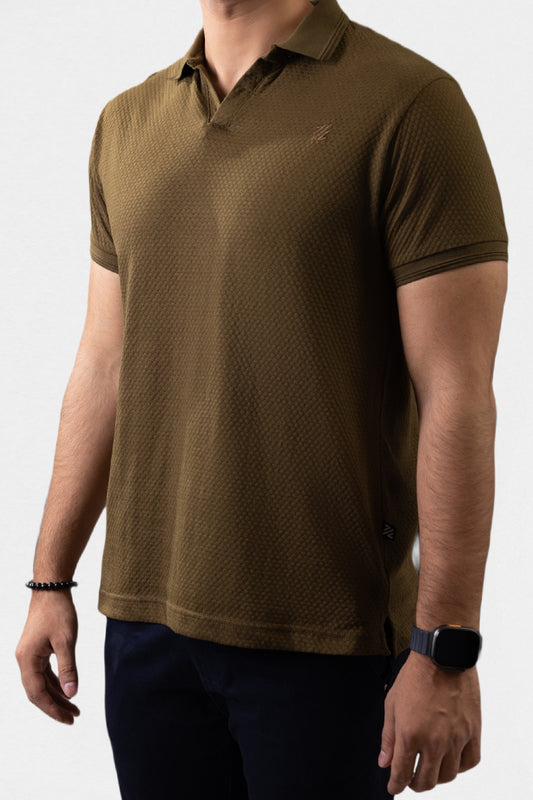 Textured Johnny Collar Polo - 5004