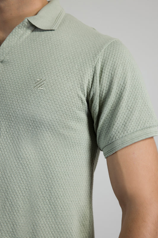 Textured Johnny Collar Polo - 5004