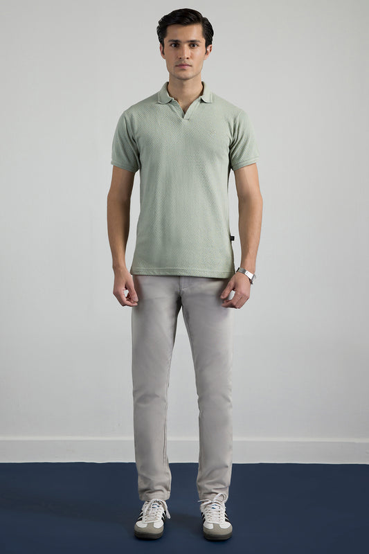 Textured Johnny Collar Polo - 5004