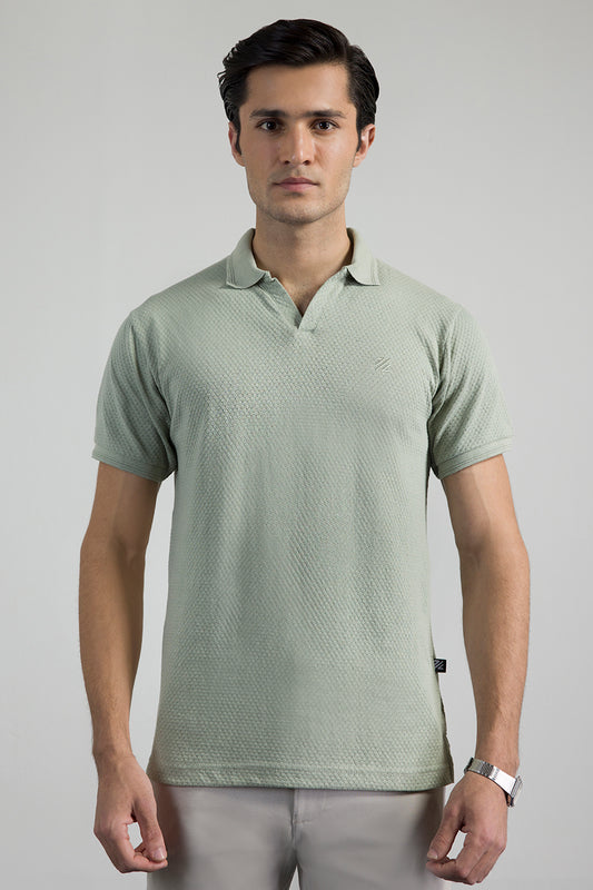 Textured Johnny Collar Polo - 5004