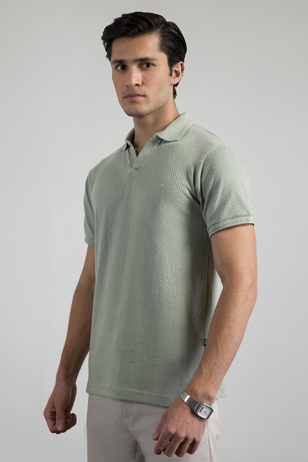 Textured Johnny Collar Polo - 5004