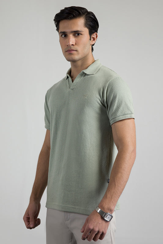 Textured Johnny Collar Polo - 5004