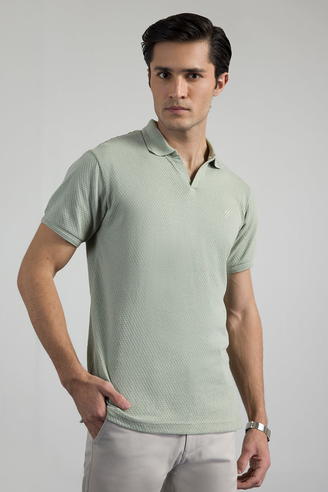Textured Johnny Collar Polo - 5004