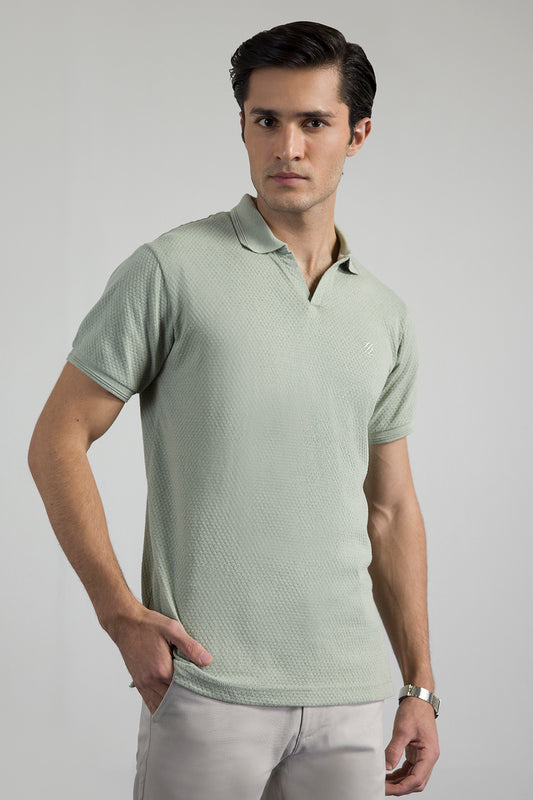 Textured Johnny Collar Polo - 5004