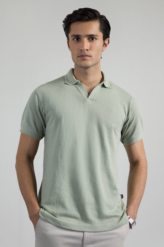 Textured Johnny Collar Polo - 5004