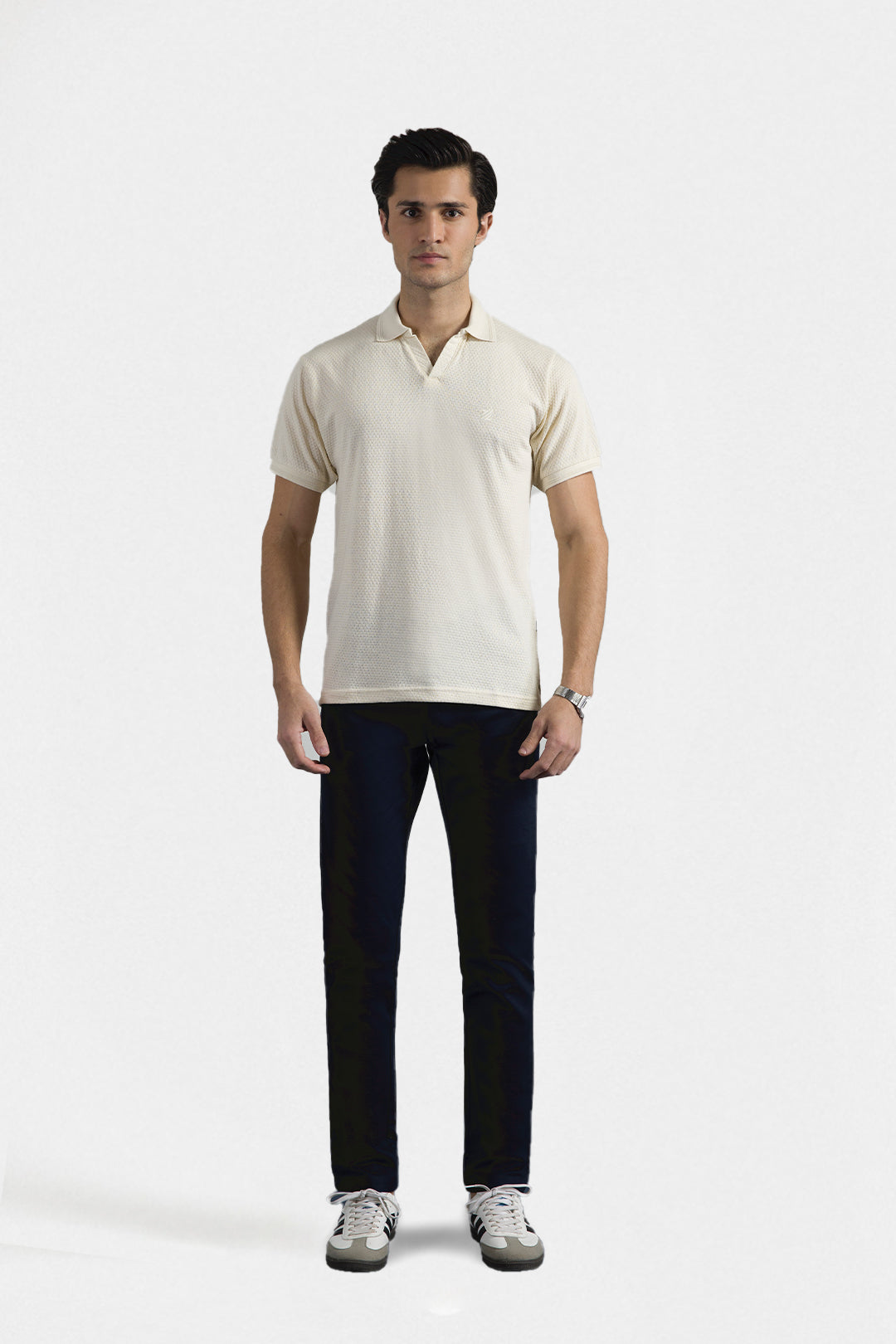 Textured Johnny Collar Polo - 5004