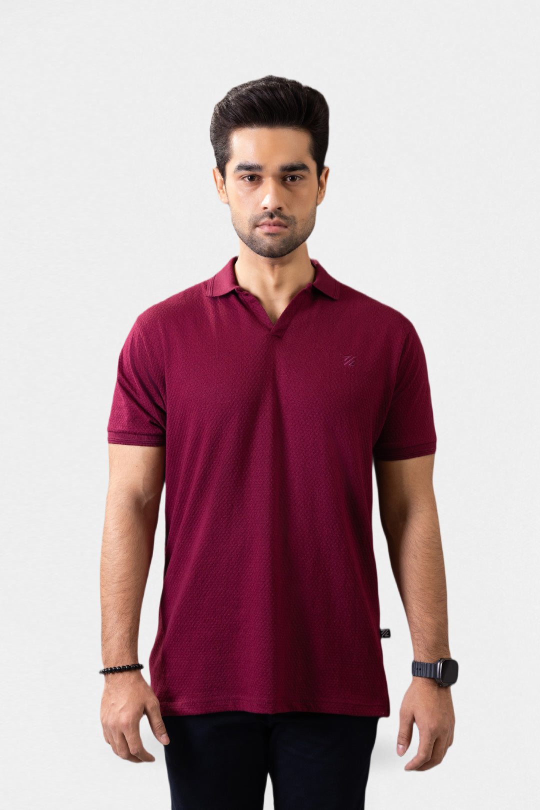 Textured Johnny Collar Polo - 5004