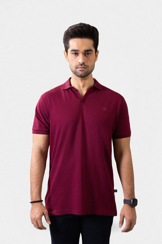 Textured Johnny Collar Polo - 5004