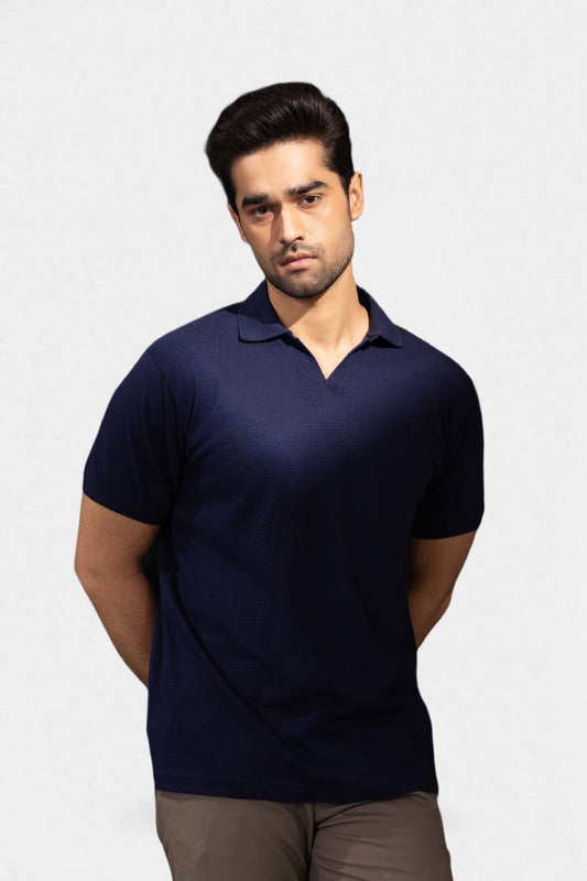 Textured Johnny Collar Polo - 5004