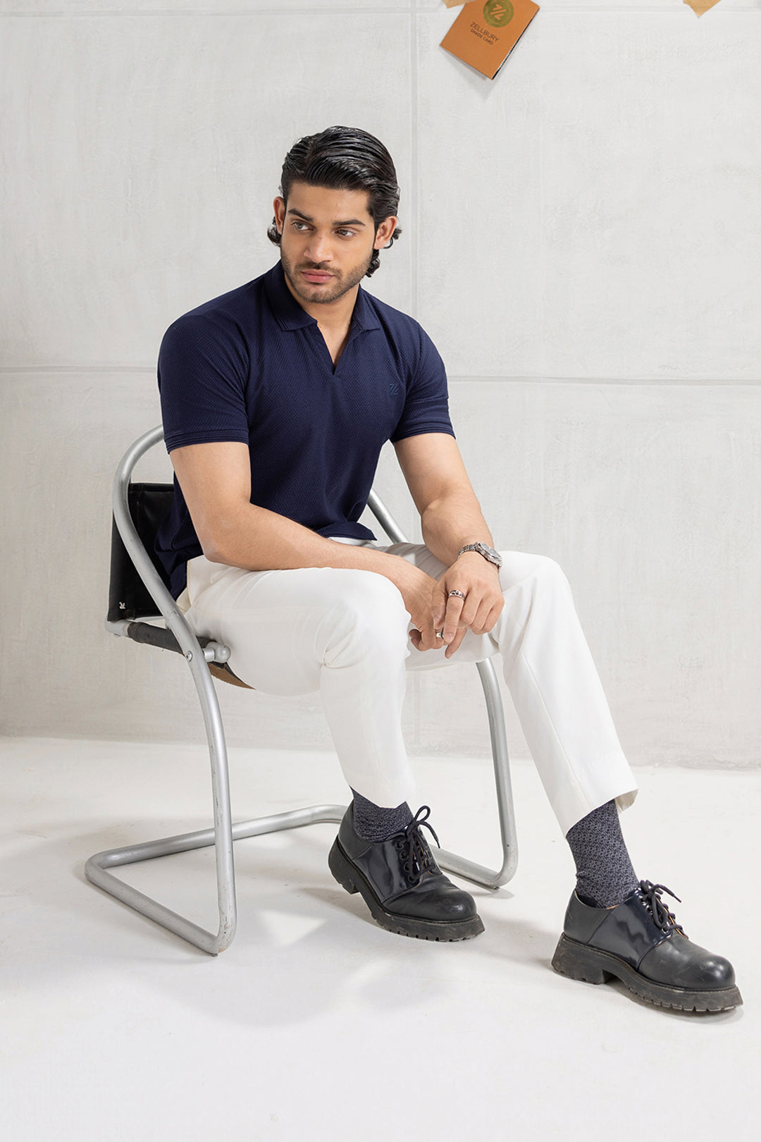 Textured Johnny Collar Polo - 5005