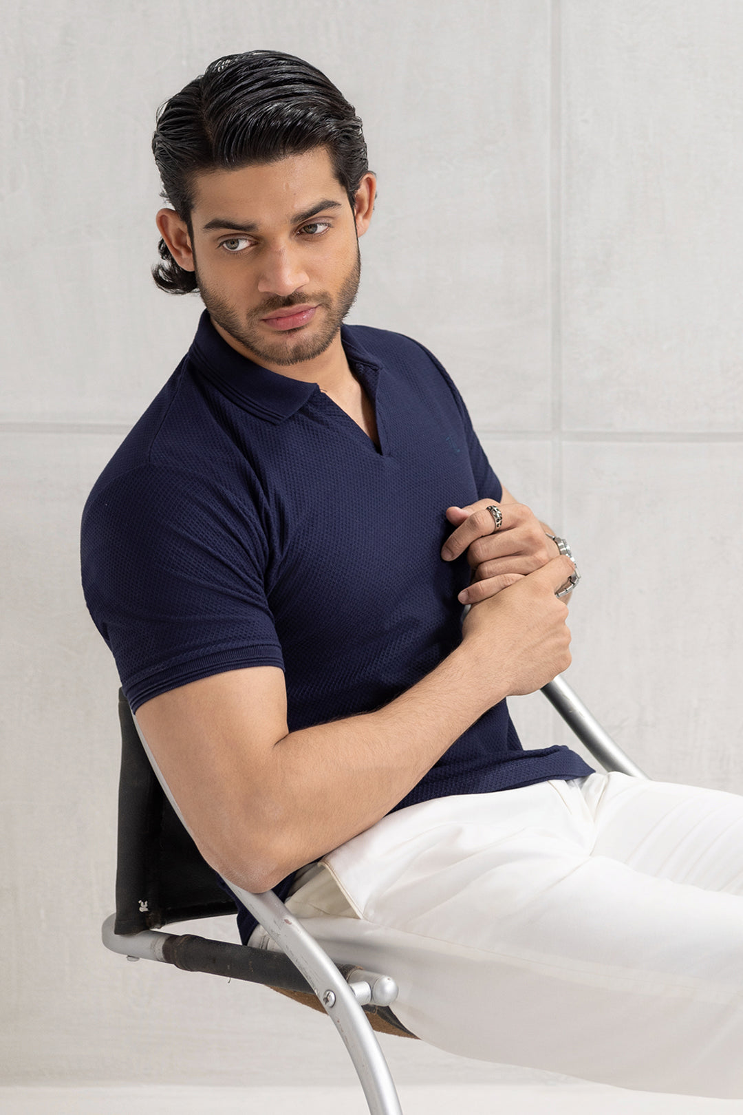 Textured Johnny Collar Polo - 5005