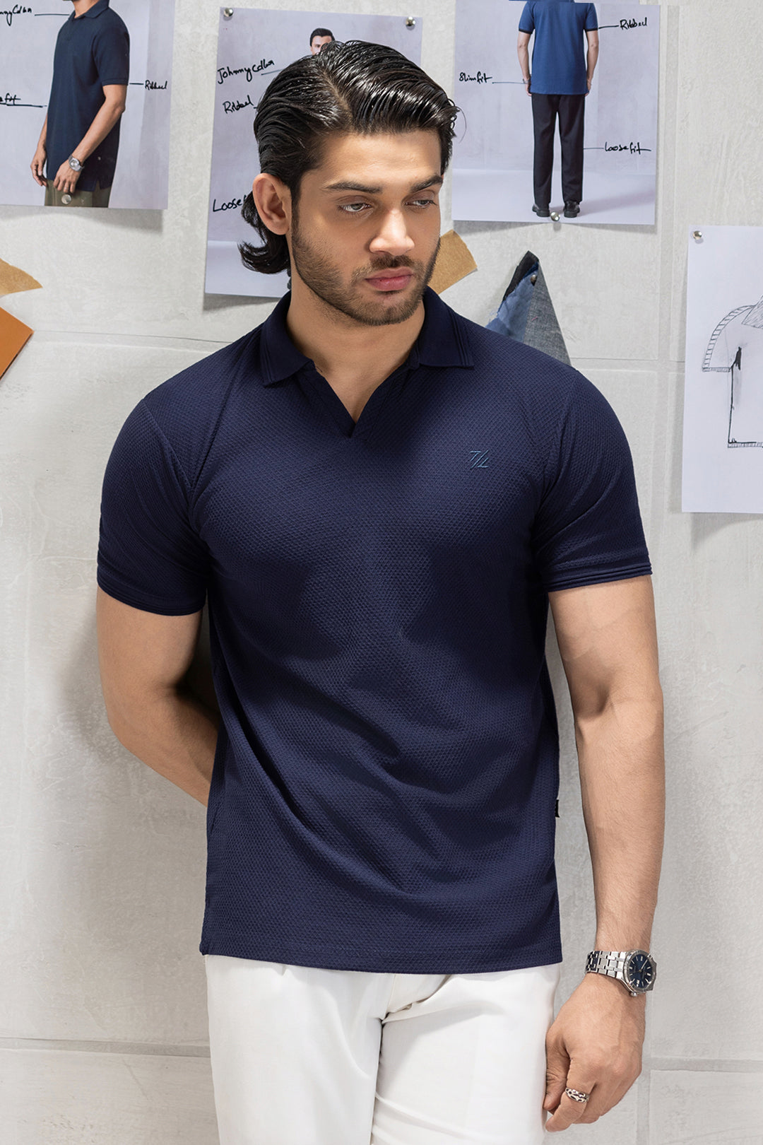 Textured Johnny Collar Polo - 5005