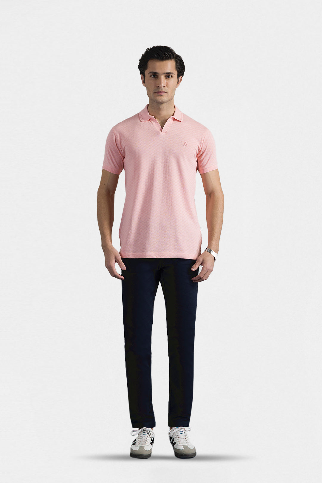 Textured Johnny Collar Polo - 5005