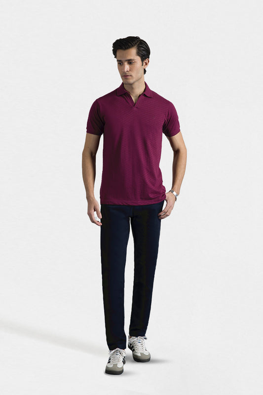 Textured Johnny Collar Polo - 5005