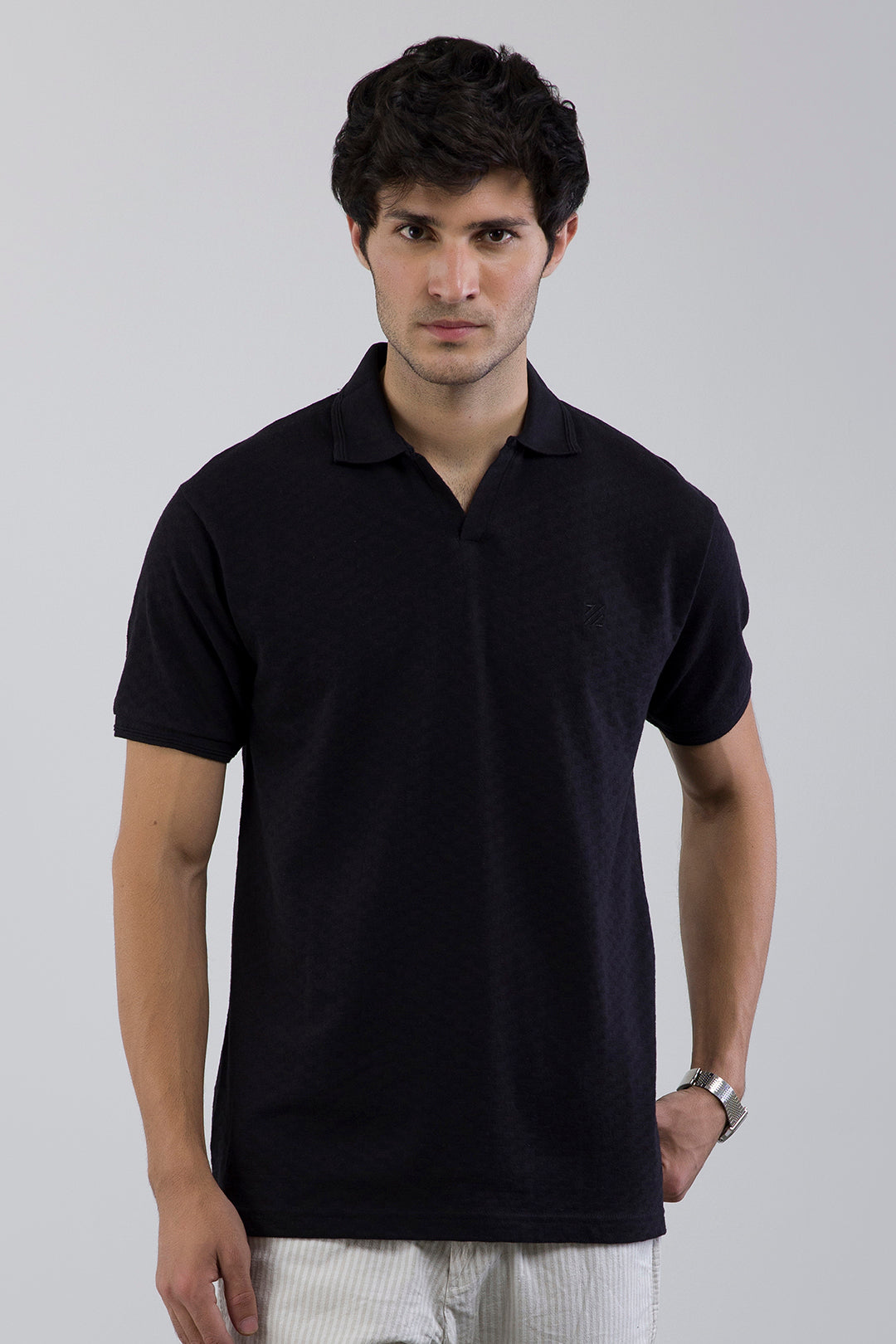 Textured Johnny Collar Polo - 5005