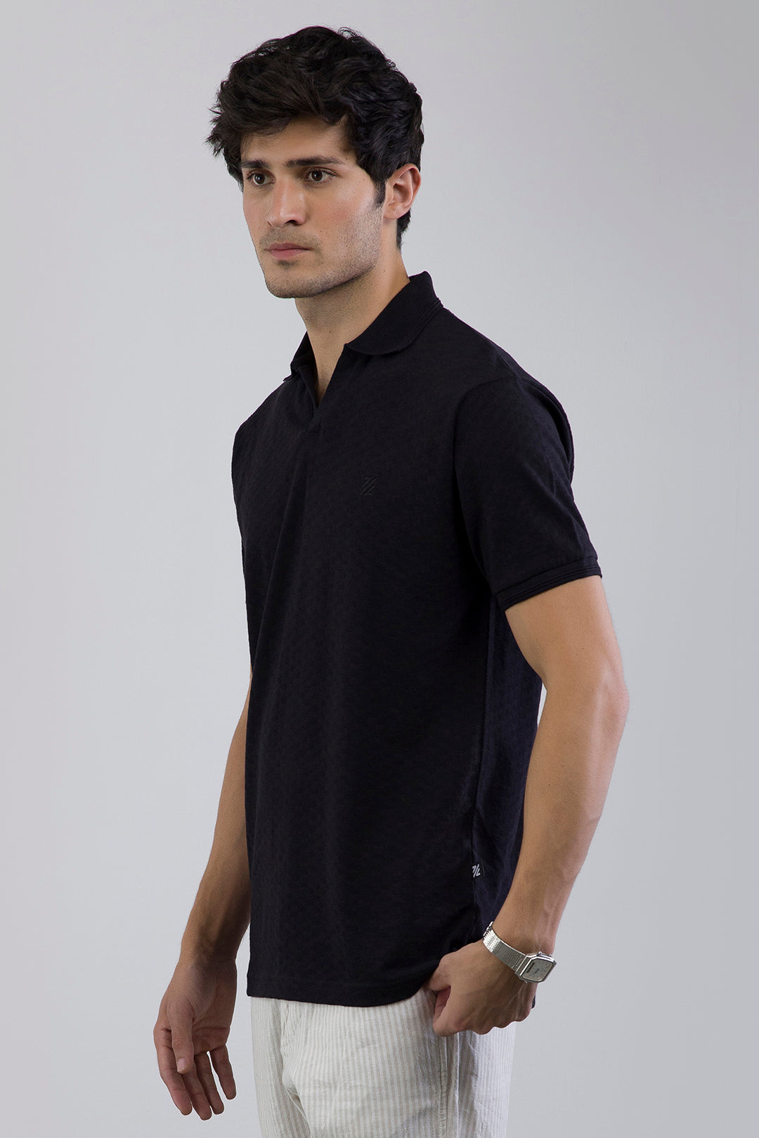 Textured Johnny Collar Polo - 5005