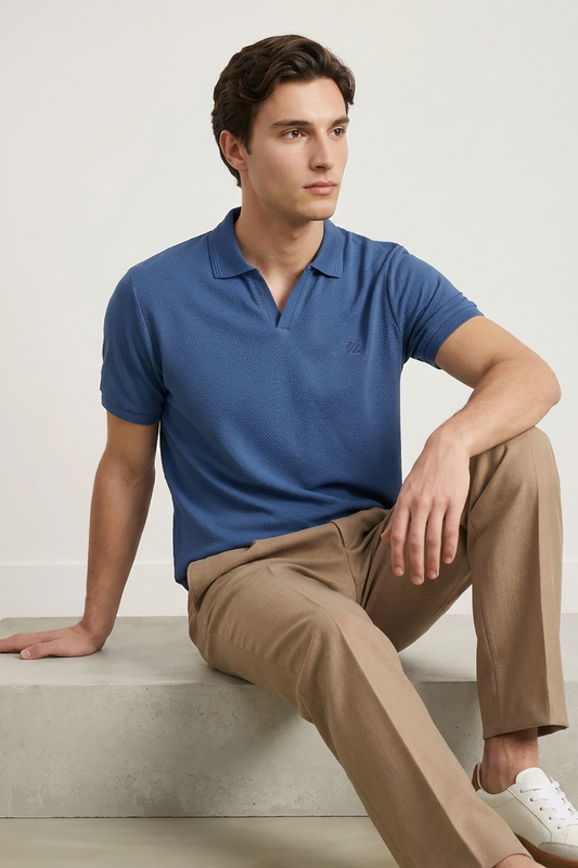 Textured Johnny Collar Polo - 5005