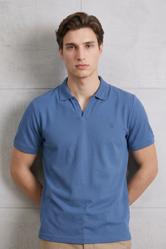 Textured Johnny Collar Polo - 5005