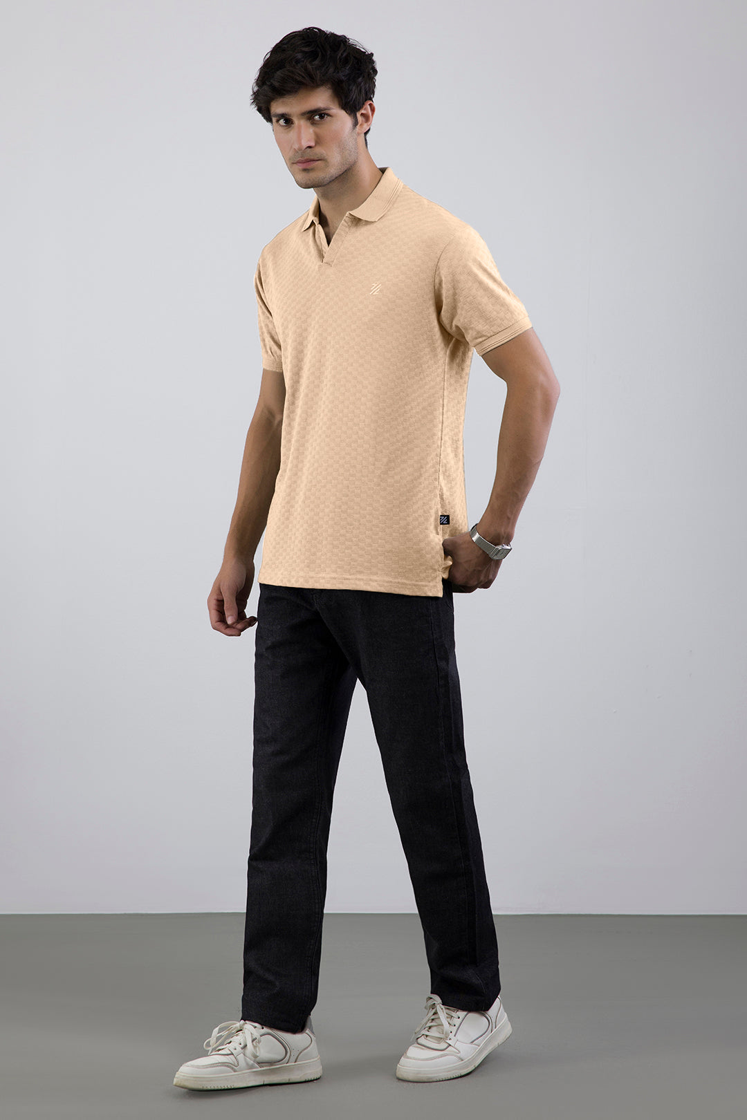 Textured Johnny Collar Polo - 5005