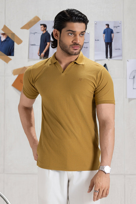 Textured Johnny Collar Polo - 5005