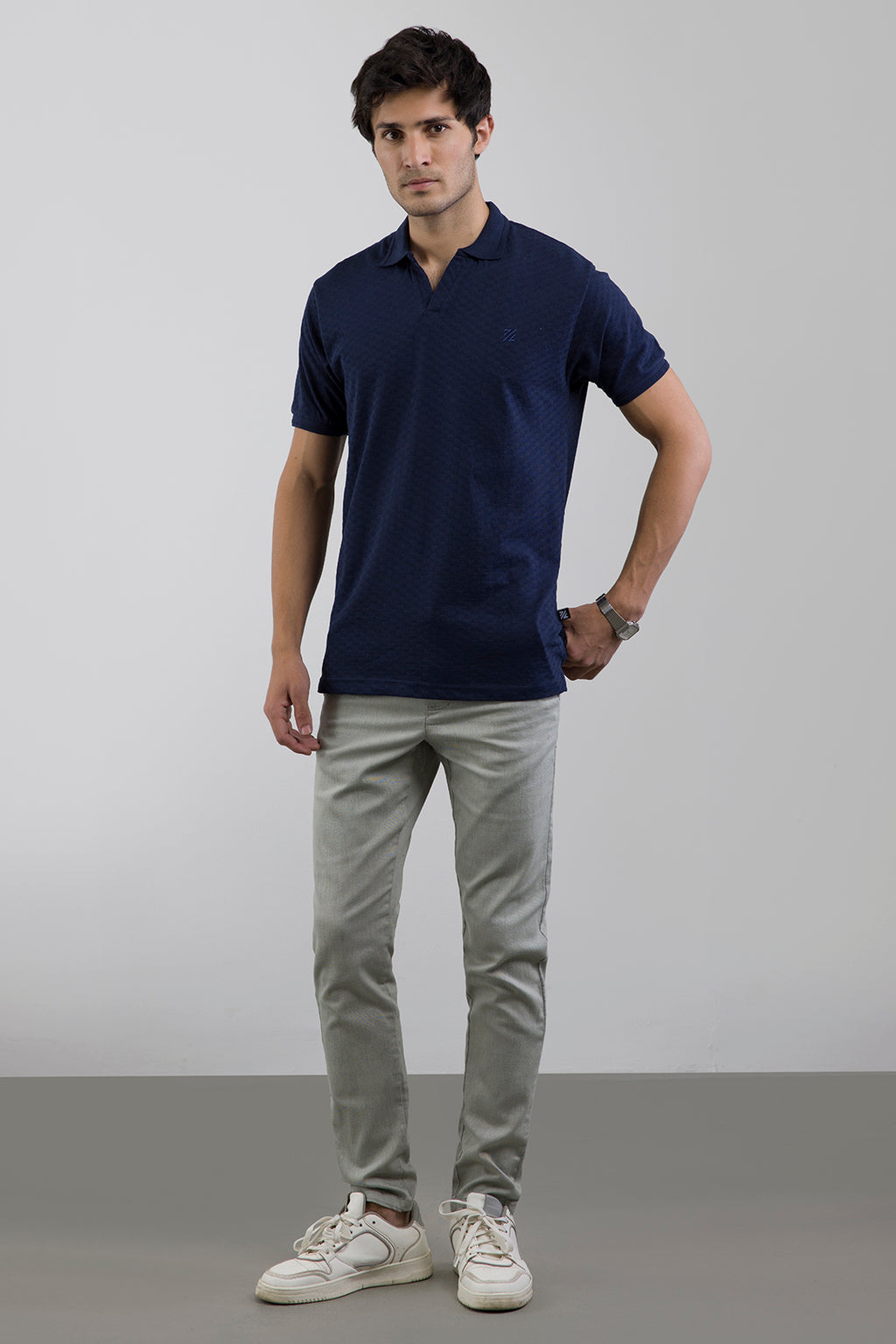 Textured Johnny Collar Polo - 5005