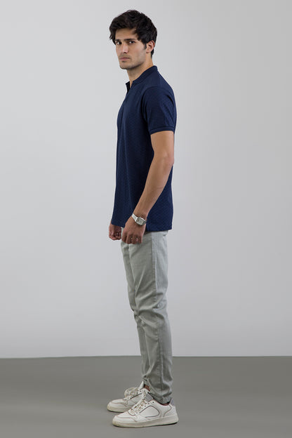 Textured Johnny Collar Polo - 5005