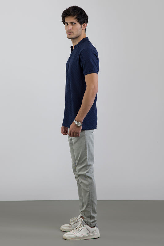 Textured Johnny Collar Polo - 5005