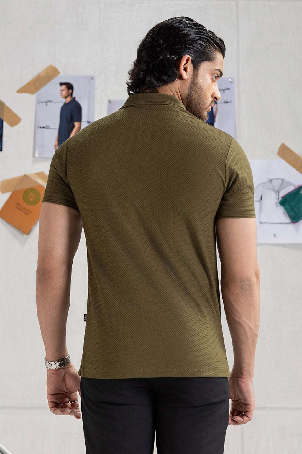 Textured Johnny Collar Polo - 5005