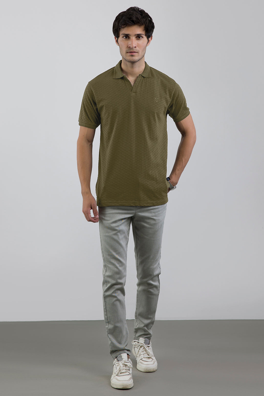 Textured Johnny Collar Polo - 5005