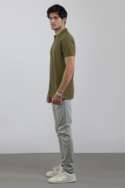 Textured Johnny Collar Polo - 5005