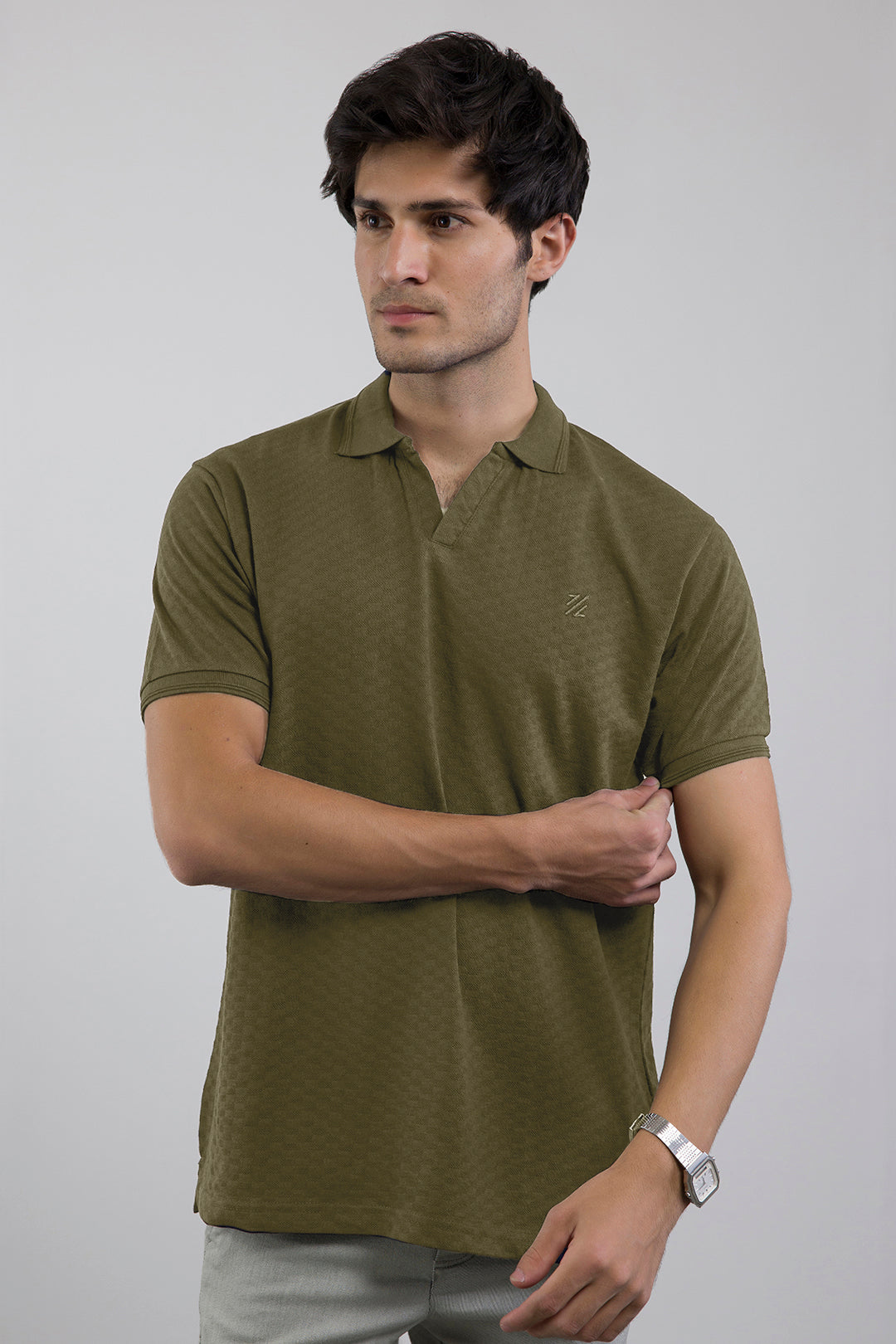 Textured Johnny Collar Polo - 5005
