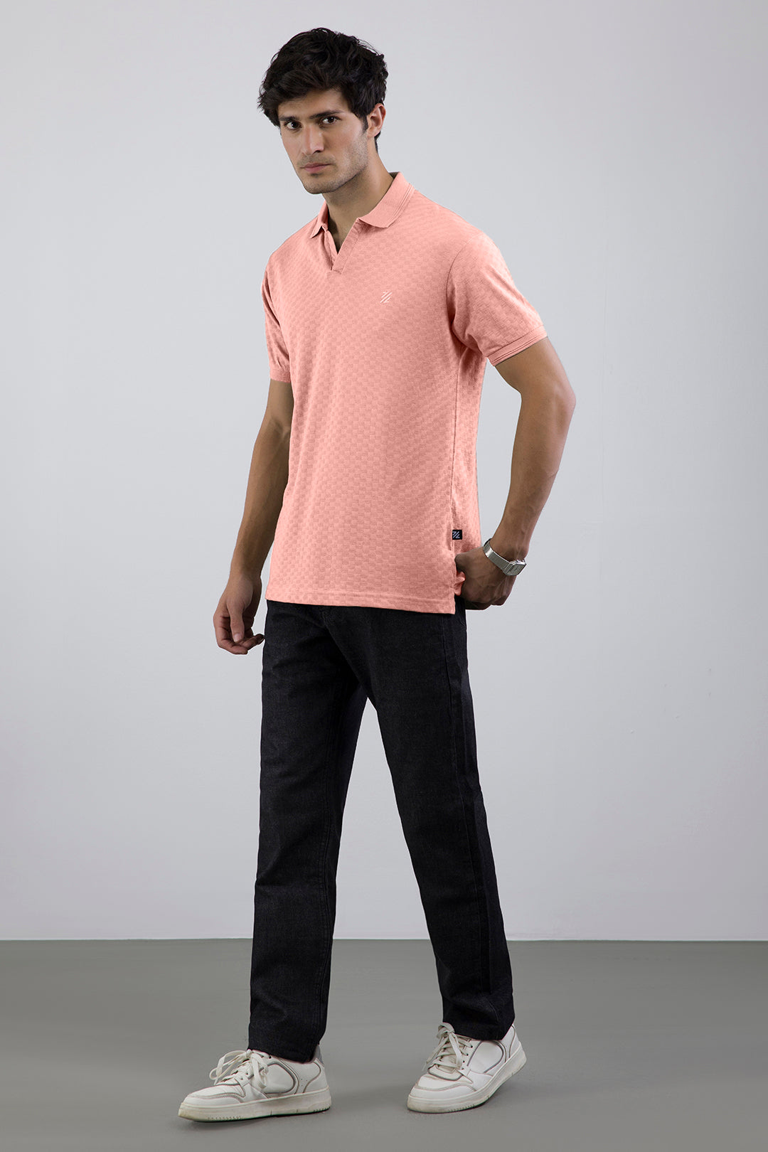 Textured Johnny Collar Polo - 5005