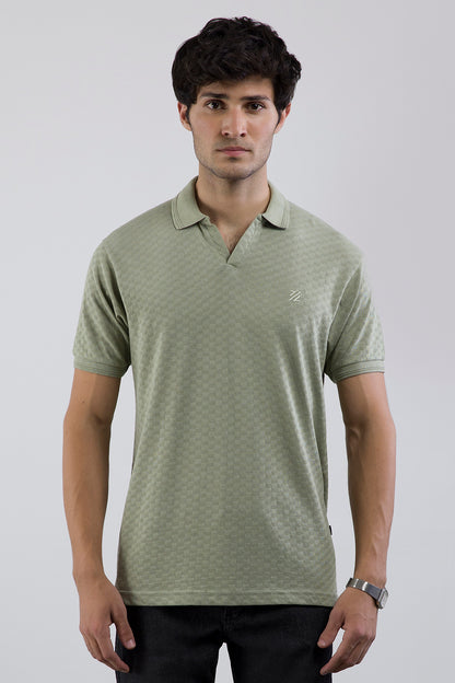 Textured Johnny Collar Polo - 5005