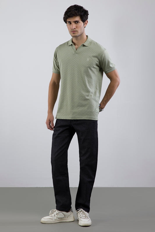 Textured Johnny Collar Polo - 5005