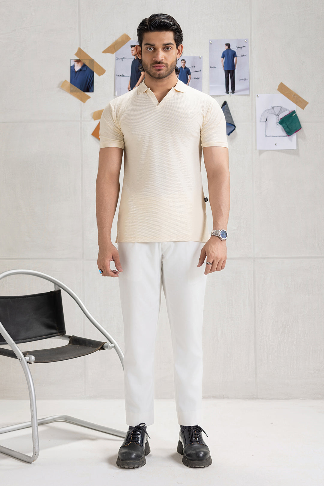Textured Johnny Collar Polo - 5005