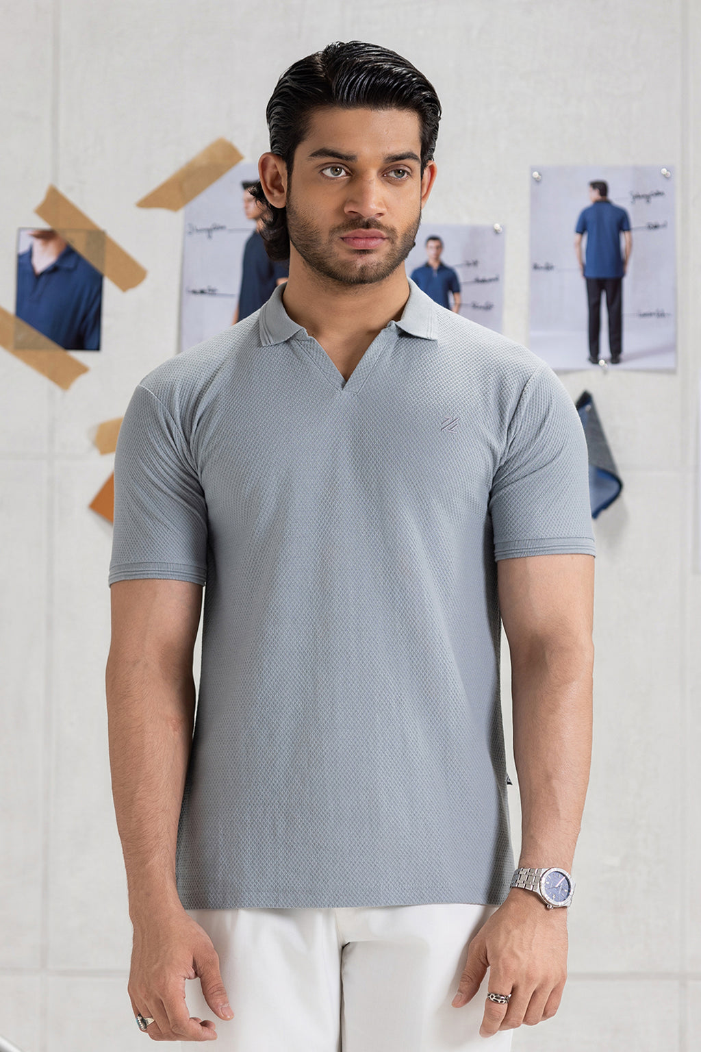 Textured Johnny Collar Polo - 5005